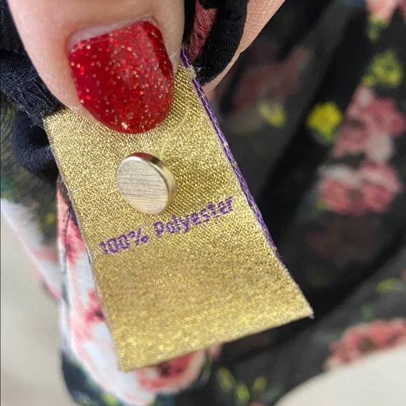 Black & Pink Sheer Floral Vera Wang Princess Blouse Medium Juniors Long Sleeve - Picture 6 of 6